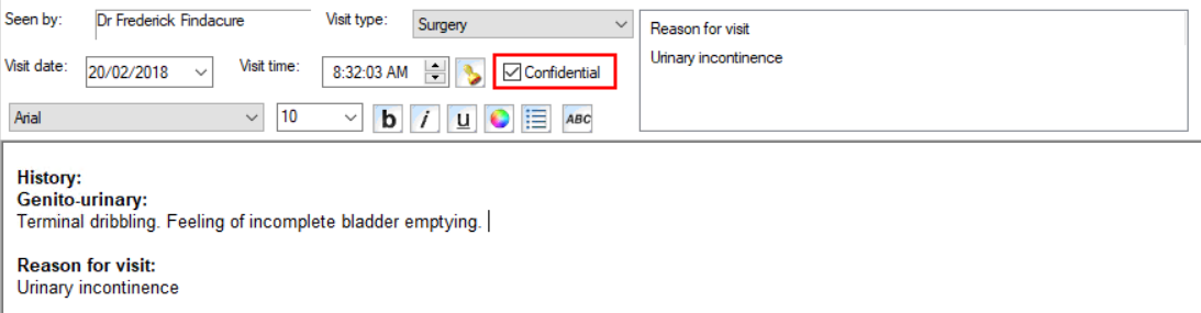 Today's notes Confidential checkbox