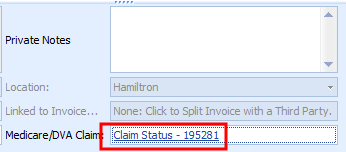 Claim field updated with claim number