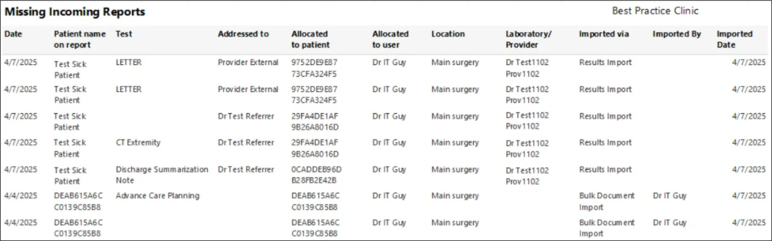 Incoming Reports report