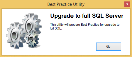 Upgrade to Full SQL Server screen 1