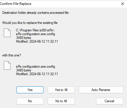 Click Yes to All to overwrite existing files