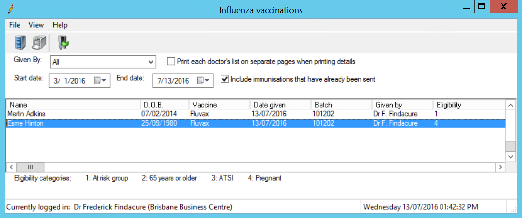 Influenza vaccinations