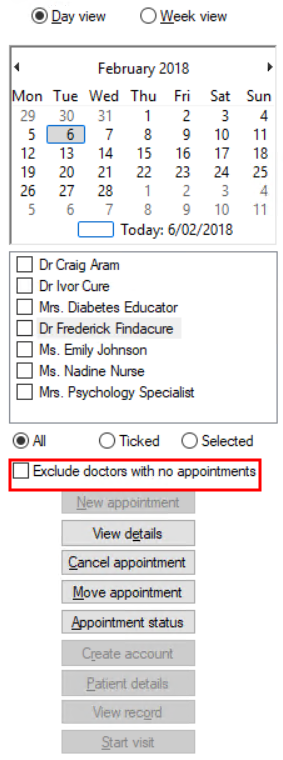Exclude doctors with no appointments option