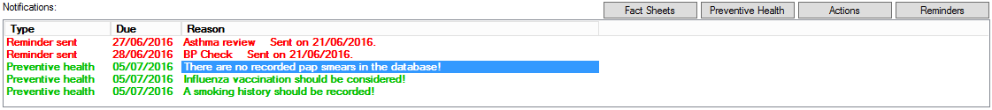 Notifications for Preventative Health