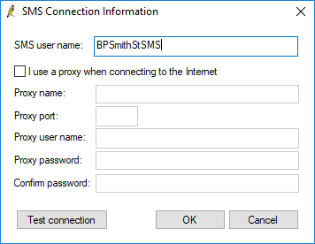 SMS connection information