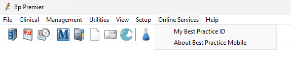 Online Services menu in Bp Premier.