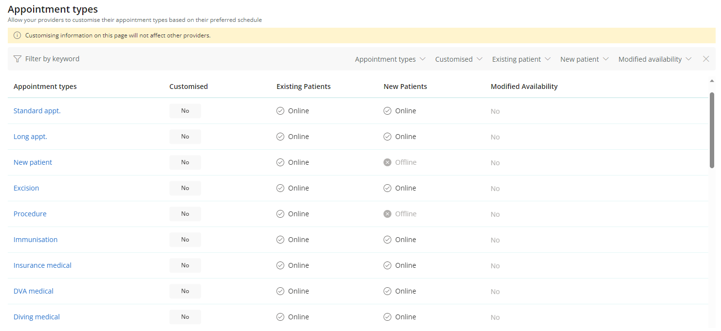 Adjust the display name if you want and select the appointment types that can be booked online for the provider. 