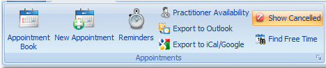 1. Appointments toolbar
