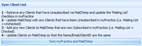 5. Sync myPractice and MailChimp
