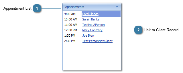 Quick View Appointment List