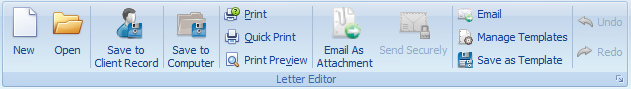 2. Letter Editor Toolbar