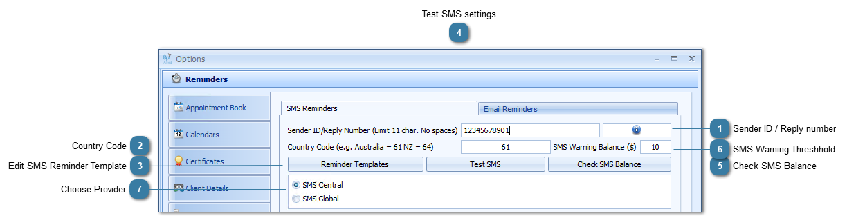 Setting up SMS Reminders