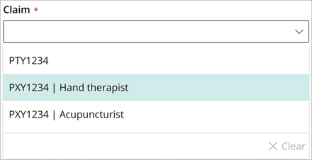 Select claim for clinical task