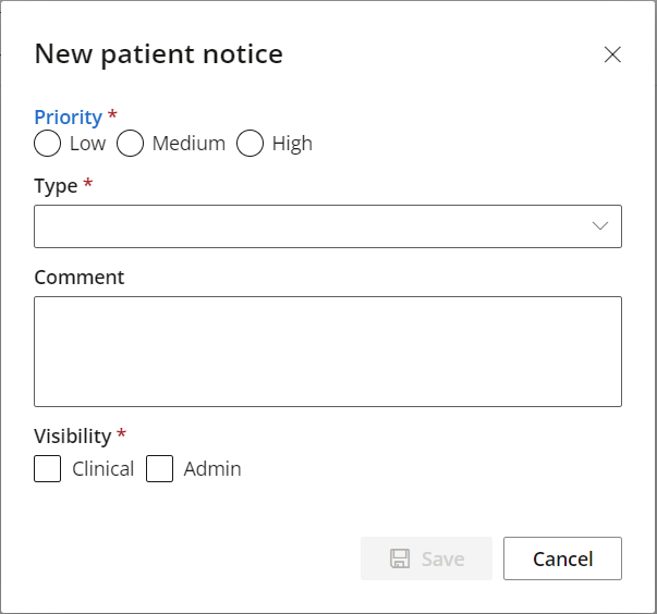 Add a new patient notice.