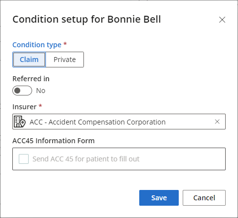 Condition setup options.