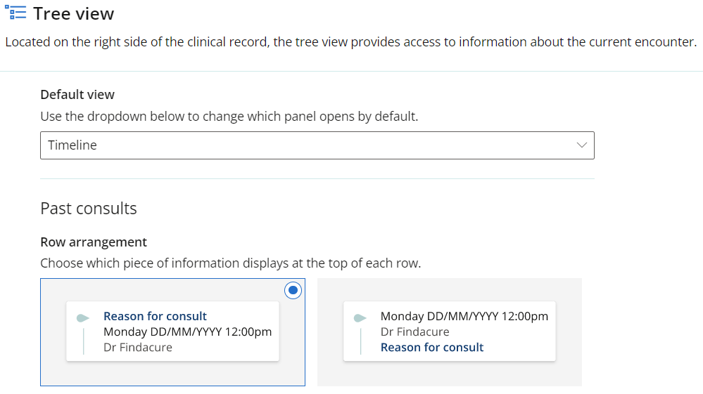 The tree view section of the user profile.