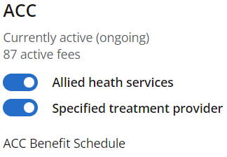 Toggle on the ACC contracts you require.