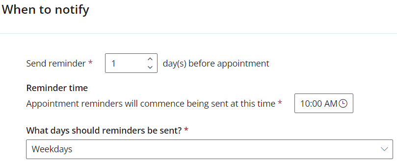 Add information about when to send noficiations to patients or clients.