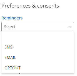 Select the patient's preferred contact method.