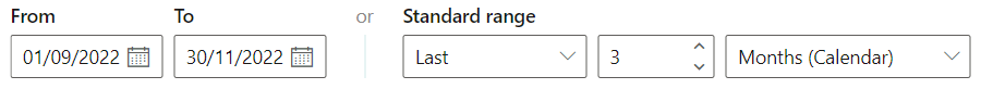 The from and to date range fields, and the standard range date range fields.