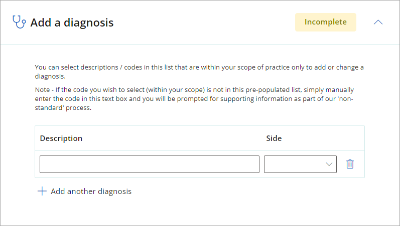 ACC32 request to add a diagnosis.