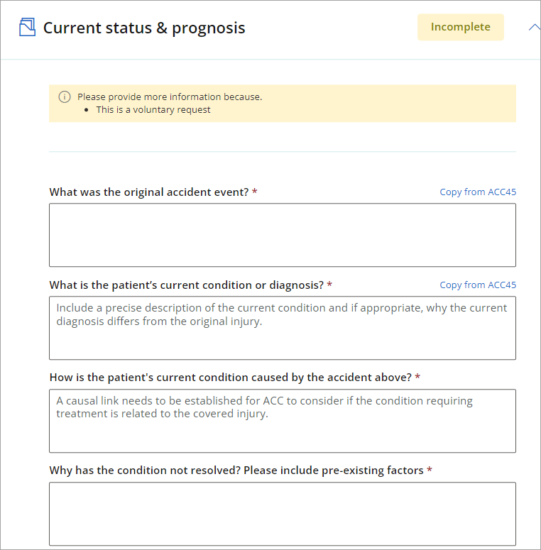 ACC32 Current status & prognosis form.