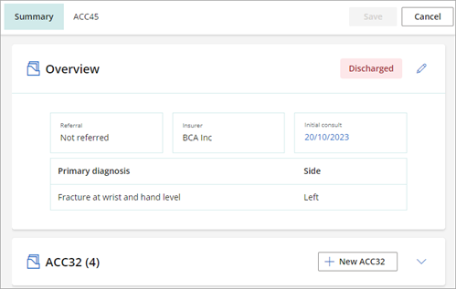 ACC32 for discharged claims