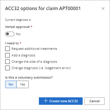 ACC32 options for claim.