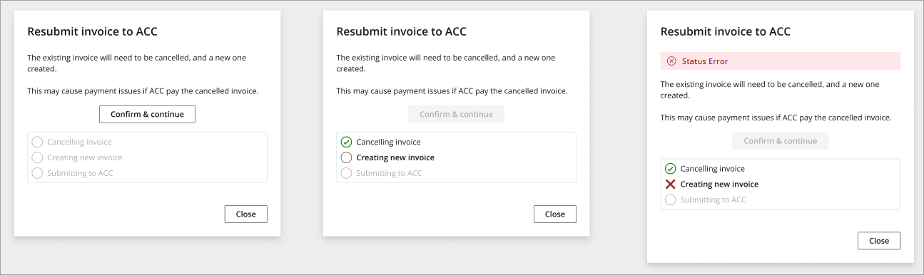 Resubmit invoice to ACC process