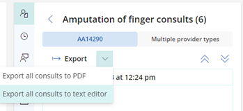 Export all consults to PDF or to the text editor