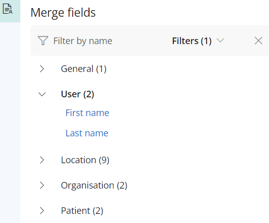 The merge fields section.