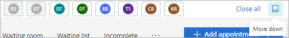 The Patient pills that appear in the software indicating open clinical consults.