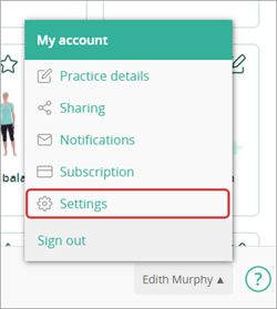 Physitrack user settings