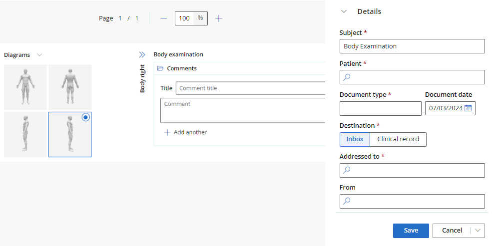 Add details for the uploaded document via the details panel