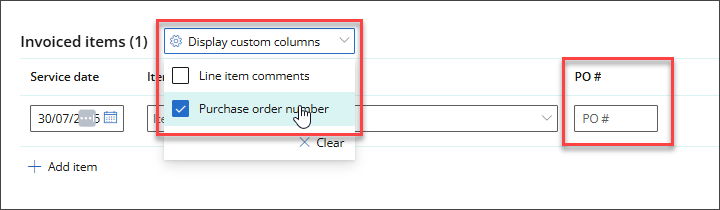 The custom columns sub-menu.