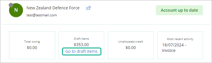 Go to draft items from the Accounts screen