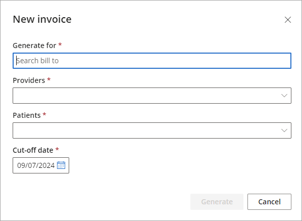 Create a new invoice for draft invoices