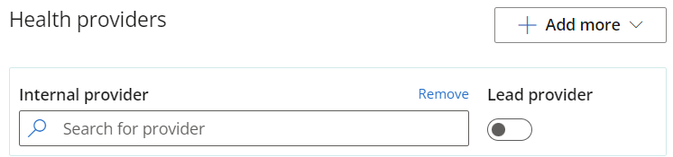 Add any internal health providers that the Patient or Client sees.