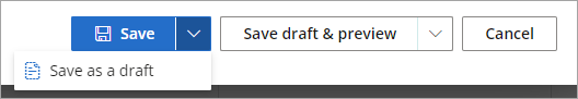 Save an online form and publish or save as a draft.