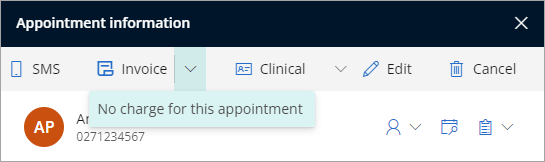 No charge for this appointment