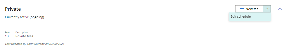 Edit an existing fee schedule