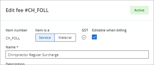 Edit an existing fee and set the fee amount to change on a specific date.