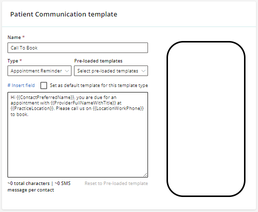 Patient communications template.