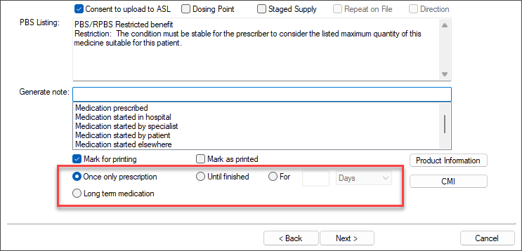 Select Repeats option when adding Rx