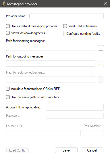 The messaging provider screen.
