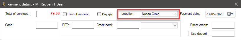 Payment details location