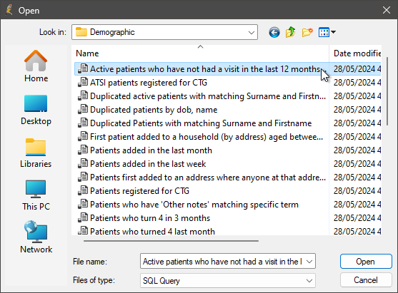 Select the inactive patient query