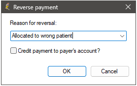Reverse Payment screen
