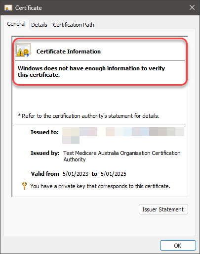 Certificate not verified