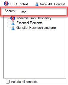 Example of using search to filter contexts